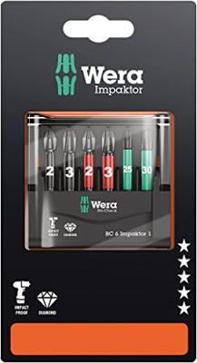 Wera Mini-Check IMP DC 50 mm PH/PZ/TX 05073890001 Bitset 6-delig Kruiskop Phillips, Kruiskop Pozidriv, Binnen-Torx Impactor technologie