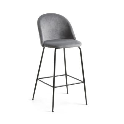 Kave Home Barkruk Ivonne Velvet (zithoogte 76cm) - Grijs Kave Home Barkruk Ivonne Velvet (zithoogte 76cm) - Grijs