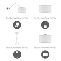 Papieren Gevouwen Lampenkap - Cilindrisch - White - ø40 x 22 cm - E27 fitting - Voor Staande Lamp - Ontworpen voor woonkamer en eetkamer - thumbnail