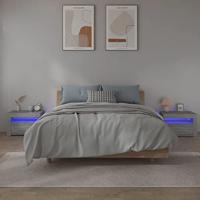 Nachtkastje 2 st met LED-verlichting 60x35x40 cm grijs sonoma - thumbnail