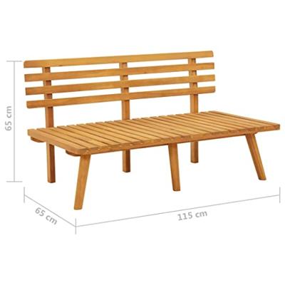 Tuinbank met kussens 115 cm massief acaciahout - thumbnail
