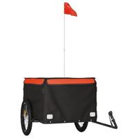 VidaXL Fietstrailer 45 kg ijzer zwart en oranje - thumbnail