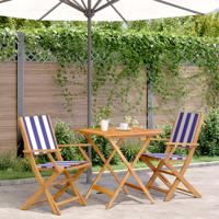 3-delige Bistroset stof en massief hout blauw en wit - thumbnail