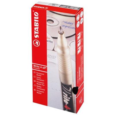 STABILO Write-4-all, permanent marker, fijn, doos 10 stuks, zwart