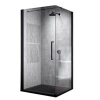 Douchecabine Novellini Young G+F met Draaideur Helder Glas 90x200 cm Mat Zwart Profiel - thumbnail