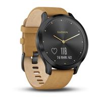 Garmin vívomove HR, Hybrid Smartwatch for Men and Women, Black with Tan Suede Band - thumbnail