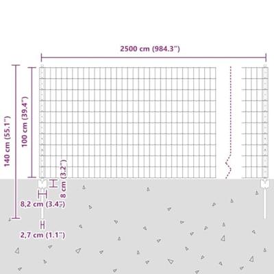 VidaXL Hek met paal groen 1 x 25 m staal en pvc