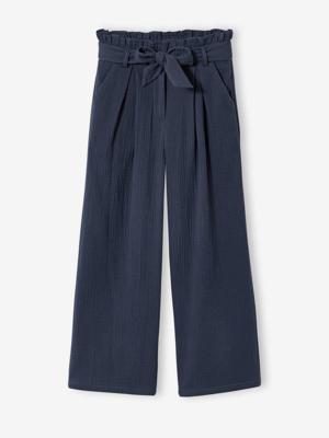 Broek van katoenen hydrofiel voor meisjes JONEN inktblauw