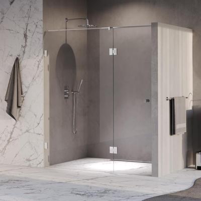 Brauer Void - Carving Nisdeur - 2-Delig - Helder Glas - 170 x 200 cm - Omkeerbaar - met Draaideur 70 cm - Aan Glas - incl. Glascoating - Chroom