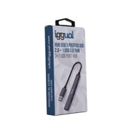 iggual - USB-hub 4 poorten, incl. USB 3.0 tot 5 Gbit/s en drie USB tot 480 Mbit/s - compatibel met Mac OS, Windows, Linux - thumbnail