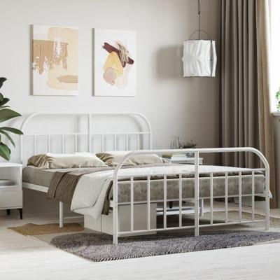 Bedframe met hoofd- en voeteneinde metaal wit 140x200 cm