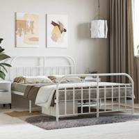 Bedframe met hoofd- en voeteneinde metaal wit 140x200 cm - thumbnail