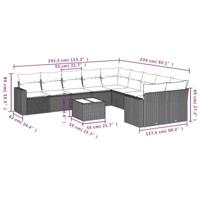 11-delige Loungeset met kussens poly rattan zwart - thumbnail