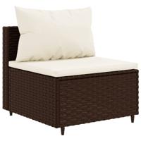 4-delige Loungeset met kussens poly rattan bruin - thumbnail