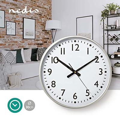 Nedis Wandklok | 380 mm | Kunststof | Wit / Zilver | 1 stuks - CLWA016PC38AL - CLWA016PC38AL