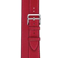 Double Leather Loop bandje - Rood - Geschikt voor Apple watch 44mm / 45mm / 46mm / 49mm - thumbnail
