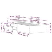 Bedframe met lades met lade artisanaal eikenkleurig 90 x 190 cm - thumbnail