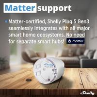 Shelly Shelly Plug S Gen3 White Stopcontact Bluetooth, WiFi - thumbnail