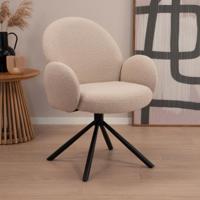 Tower Living Draaibare Eetkamerstoel 'Imola' Bouclé, kleur Beige - thumbnail