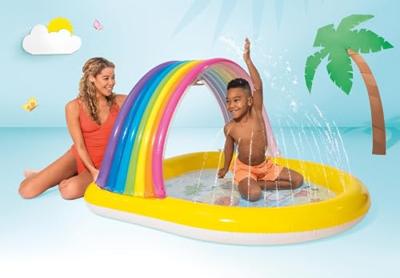 Intex Regenboog zwembad met watersproeiers - thumbnail