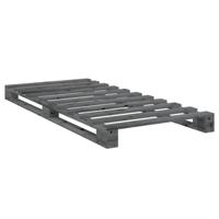 Bedframe met hoofdbord massief grenenhout grijs 90x200 cm - thumbnail
