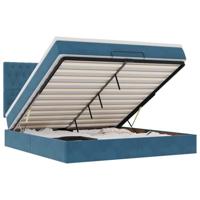 Ottoman bed met matrassen 160x200cm fluweel donkerblauw - thumbnail