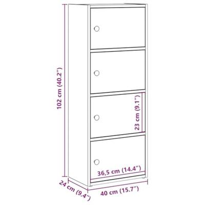 Boekenkast 40x24x102 cm bewerkt hout betongrijs