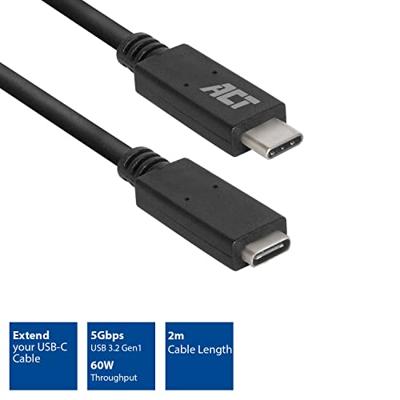 ACT usb 3.2 gen1 verlengkabel c male - c female 2 m ACT usb 3.2 gen1 verlengkabel c male - c female 2 m