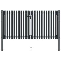 Poort dubbel 306x150 cm staal antraciet - thumbnail