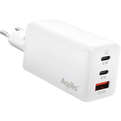 Aqiila W3 USB-oplader 65 W 1x USB-A, 2x USB-C USB PD, Quick Charge 3.0, QC 4+ Wit Binnen Aqiila W3 USB-oplader 65 W 1x USB-A, 2x USB-C USB PD, Quick Charge 3.0, QC 4+ Wit Binnen