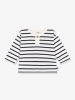 Gestreept longsleeveshirt voor baby PETIT BATEAU marineblauw - thumbnail