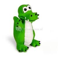 Latex krokodil groen hondenspeelgoed - thumbnail