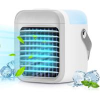 USB Mini Aircooler met LED Verlichting - Tafelventilator en Luchtkoeler - thumbnail