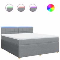 Boxspring met matras stof lichtgrijs 180x200 cm - thumbnail