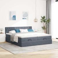 Ottoman bed met matrassen 180x200cm fluweel donkergrijs - thumbnail