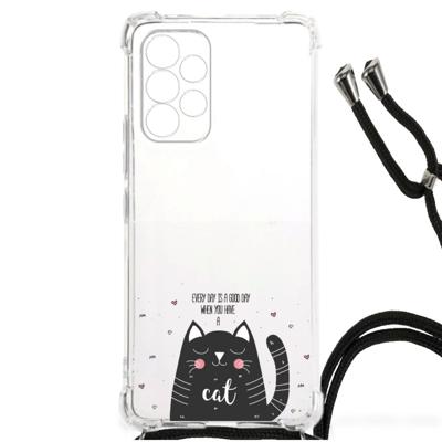 Samsung Galaxy A53 Stevig | Bumper Hoesje | Cat Good Day Samsung Galaxy A53 Stevig | Bumper Hoesje | Cat Good Day