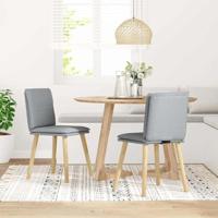 Eetkamerstoelen 2 st stof lichtgrijs - thumbnail