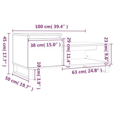 Salontafel 100x50x45 cm bewerkt hout bruineiken