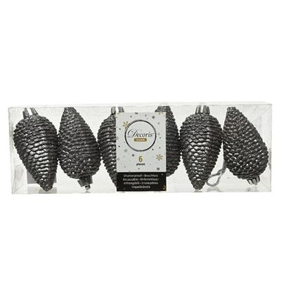 Dennenappels 6 st. warm grijs kerstversiering Decoris - Decoris Dennenappels 6 st. warm grijs kerstversiering Decoris - Decoris