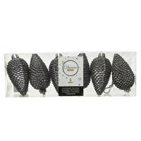 Dennenappels 6 st. warm grijs kerstversiering Decoris - Decoris - thumbnail