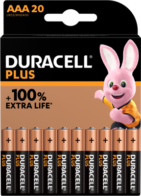 Duracell Plus-AAA CP20 Micro (AAA)-batterijen, alkalinemangaan, 1,5 V, 20 stuks