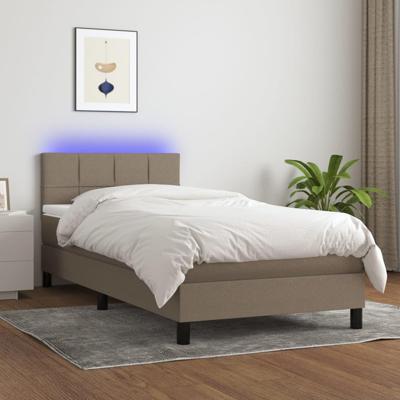 Boxspring met matras en LED stof taupe 90x190 cm