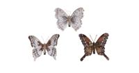 Vlinder veer clip l12h10 cm assorti 3st kerst Decoris - Decoris - thumbnail