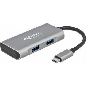 Delock 63260 63260 USB-hub 2 + 2 poorten USB-A, USB-C USB 3.2 Gen2 10 GBit/s Met USB-C stekker Grijs Delock 63260 63260 USB-hub 2 + 2 poorten USB-A, USB-C USB 3.2 Gen2 10 GBit/s Met USB-C stekker Grijs