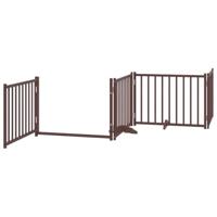 VidaXL Hondenhek inklapbaar 4panelen 320cm massief vurenhout bruin eik - thumbnail