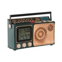 Bordsklocka Home ESPRIT Gouden Donkergroen Metaal Radio 24 x 8 x 17 cm - thumbnail