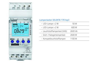 Theben 1700130 Schakelklok Digitaal Weekprogramma 2600 W IP20 Astro-functie