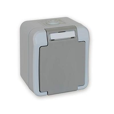Peranova 102435 Pera Wandcontactdoos met randaarde spatwaterdicht Lichtgrijs, Donkergrijs 1 stuk(s)