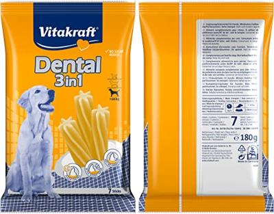 Vitakraft,Multipack Dental 3in1,M,4x180g,hond,NVT