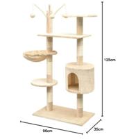 Kattenkrabpaal met sisal krabpalen 125 cm beige - thumbnail